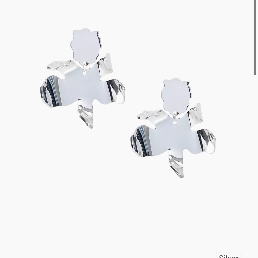 Brand New Lele sadoughi paper lily small silver earrings
